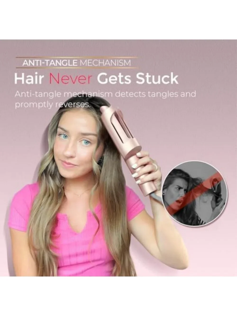 Automatic Rotating Curling Iron - Long Barrel Ceramic Curler for Women